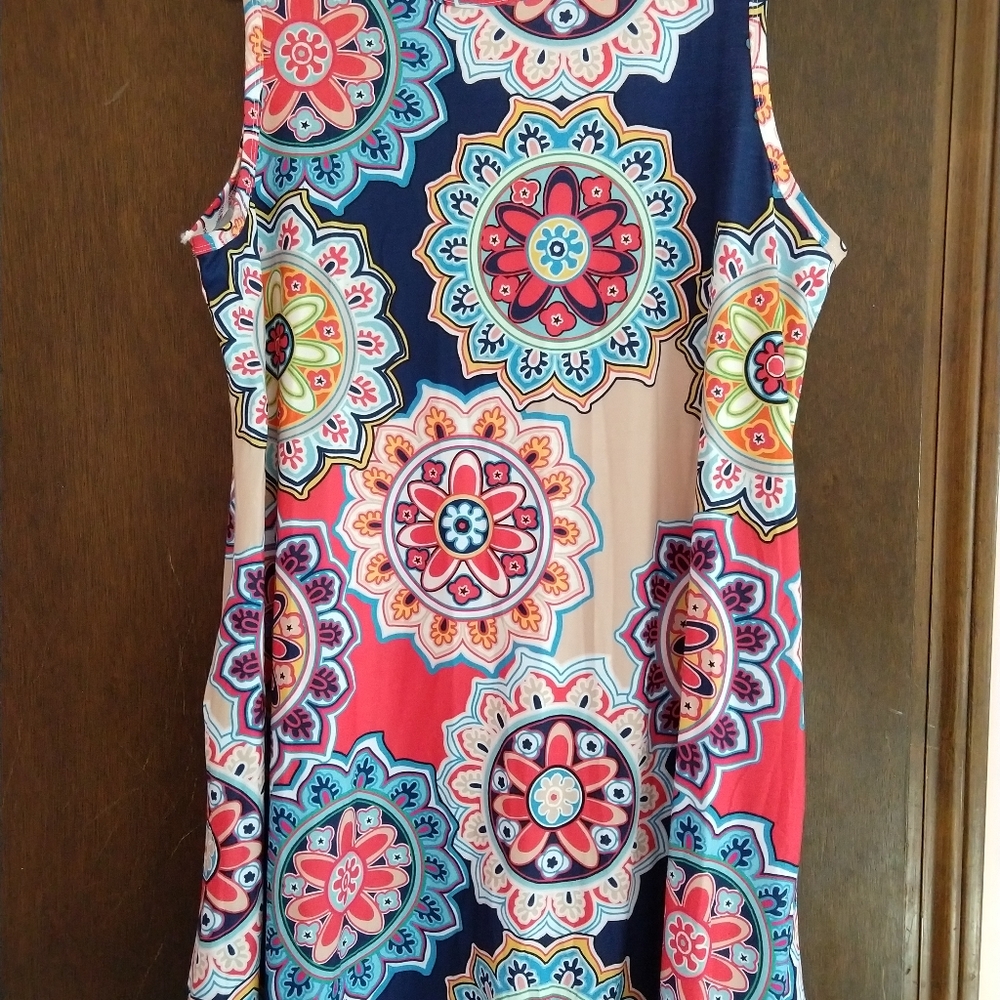 Colorful Mandala Print Midi Dress